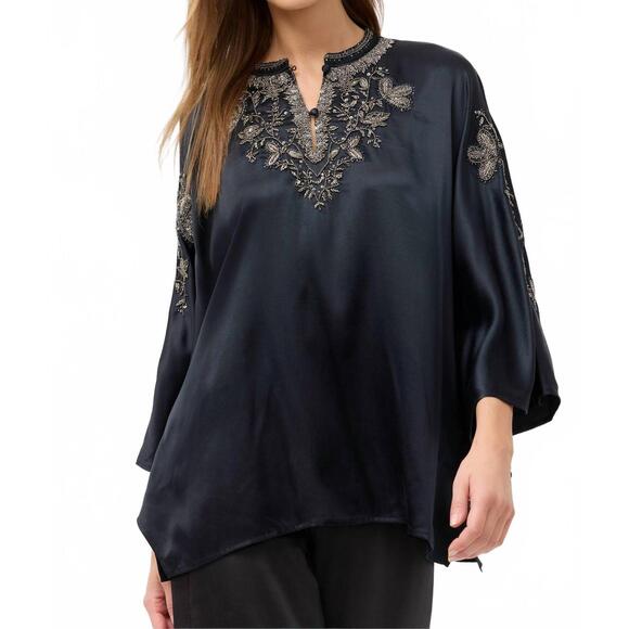 NEW JOHNNY WAS la jolla kaftan top in black